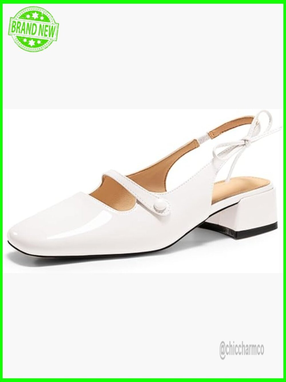 Slingback Chunky Low Heel Mary Jane Pumps Square Toe Wedding Party Shoes